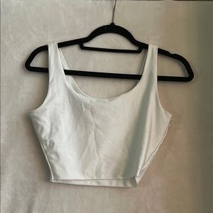 White Fitted Sleeveless Crop Tank Top